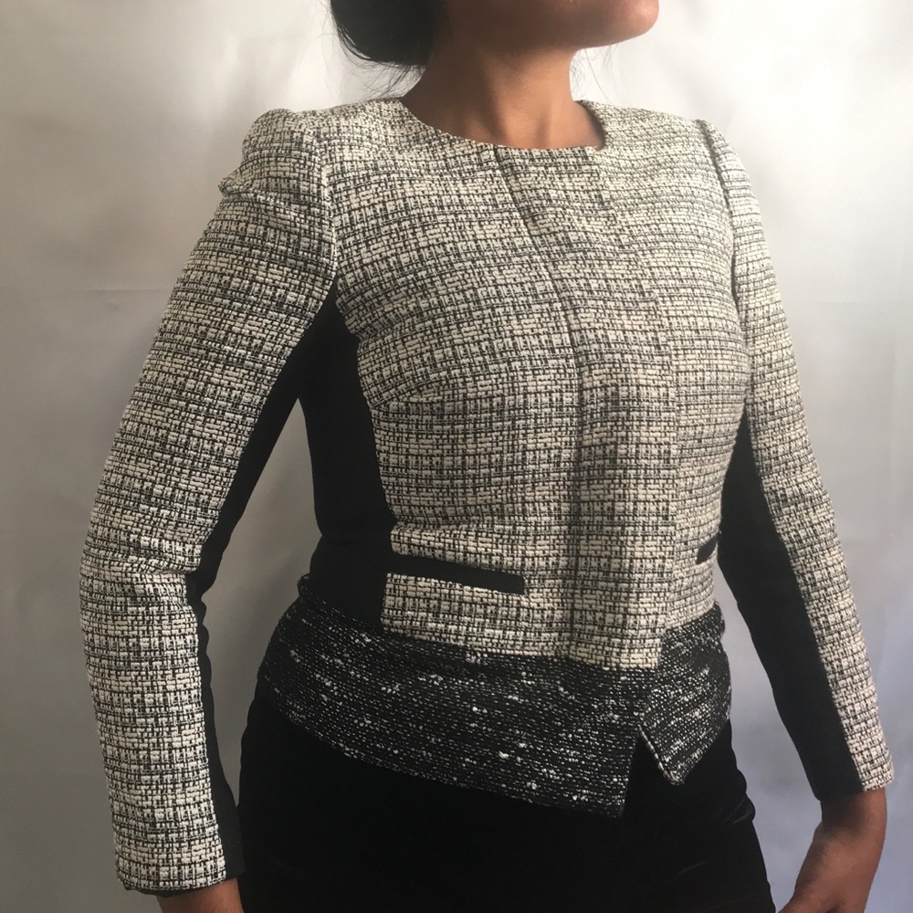 Collarless Tweed Blazer